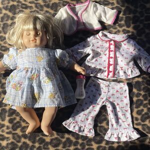 Bitty Baby girl twin blonde hair blue eye doll with cardigan and heart pajamas